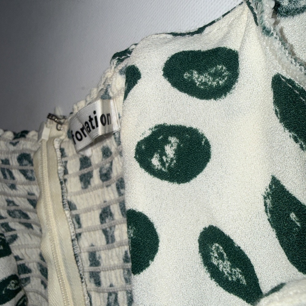 Reformation Hilda Long Sleeve Festival Fairy Cottagecore Green Polka Dot Dress 4 - Picture 12 of 16
